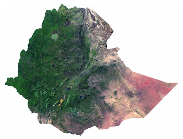 Detailed satellite map of Ethiopia. Ethiopia detailed satellite map.