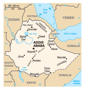 Map of Ethiopia. Ethiopia map.
