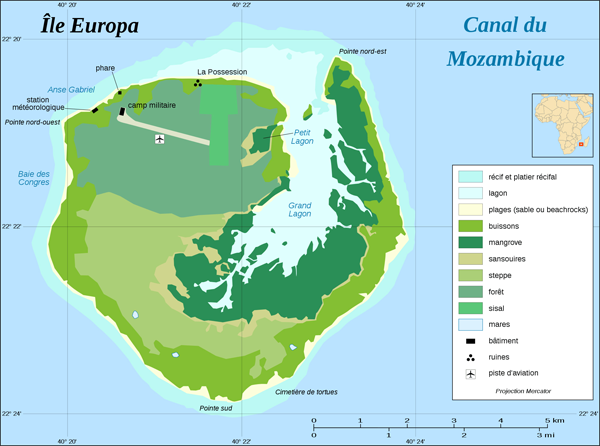 Europe Island simplified land cover map (fr).