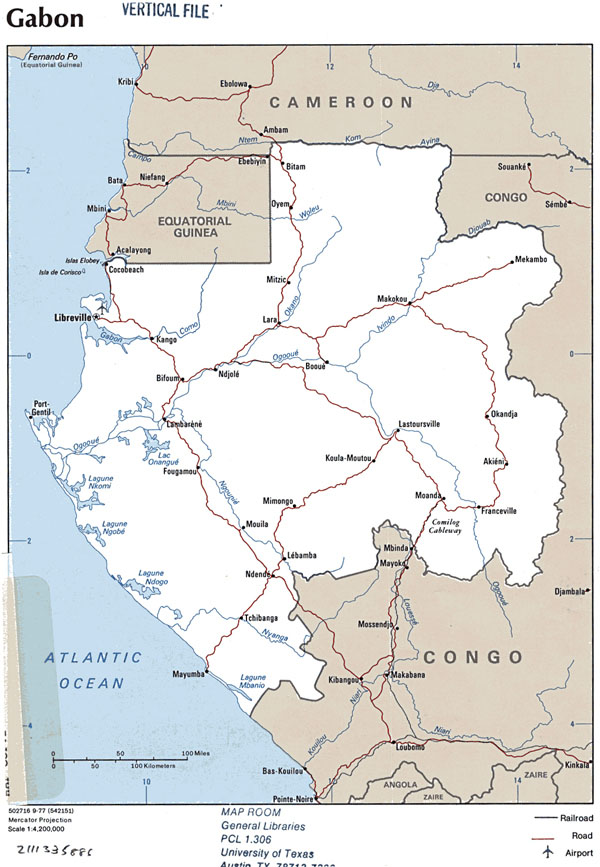 Detailed political map of Gabon. Gabon detailed political map.