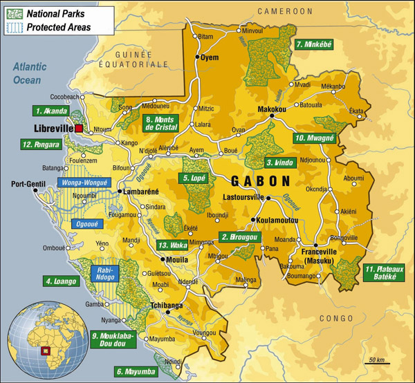Detailed tourist map of Gabon. Gabon detailed tourist map.