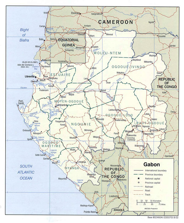 Gabon administrative map. Administrative map of Gabon.