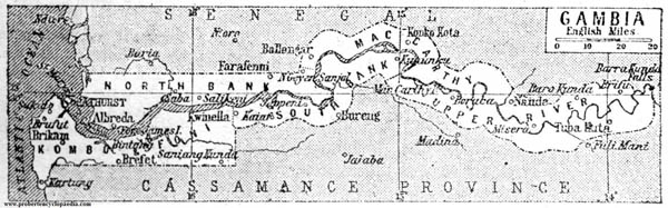 Detailed map of Gambia 1932. Gambia detailed map of 1932.