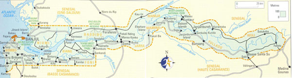 High resolution road map of Gambia. Gambia high resolution road map.