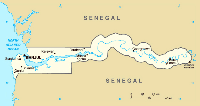 Map of Gambia. Gambia map.