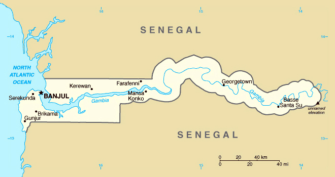 Map of Gambia. Gambia map.