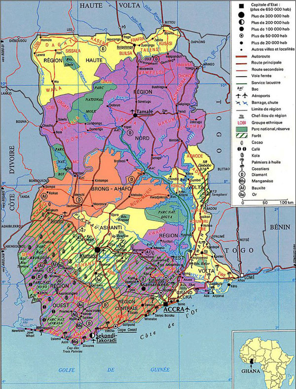 Detailed administrative map of Ghana. Ghana detailed administrative map.