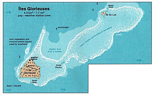 Detailed map of Glorioso Island. Glorioso Island detailed map.