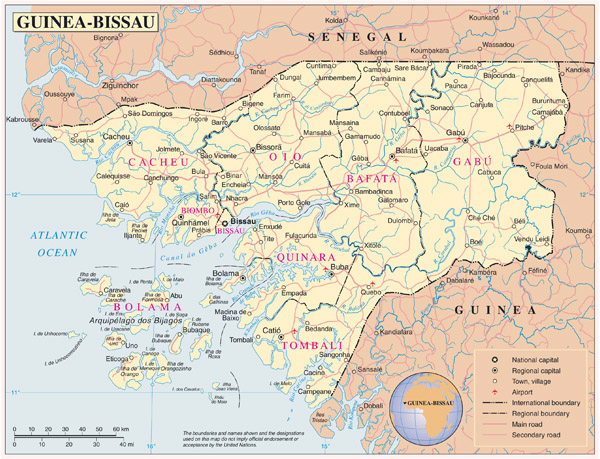 Full political map of Guinea-Bissau. Guinea-Bissau full political map.