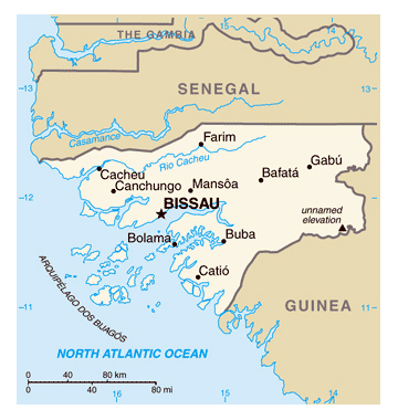 Map of Guinea-Bissau. Guinea-Bissau map.