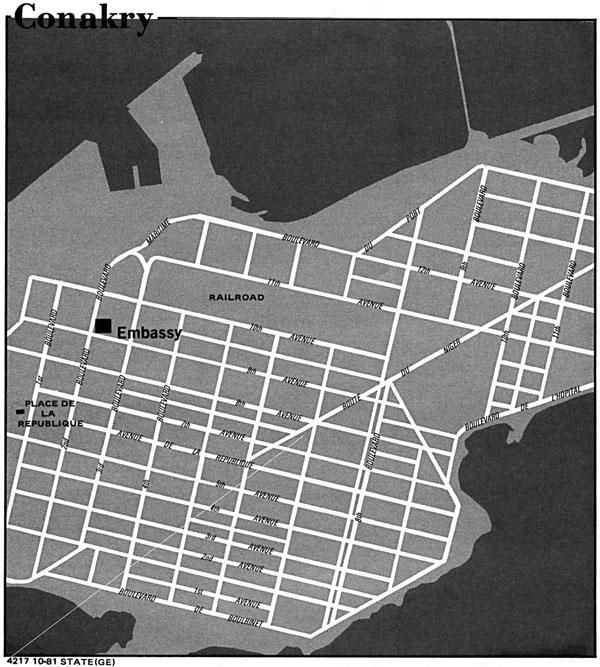 Large detailed road map of Conakry city.