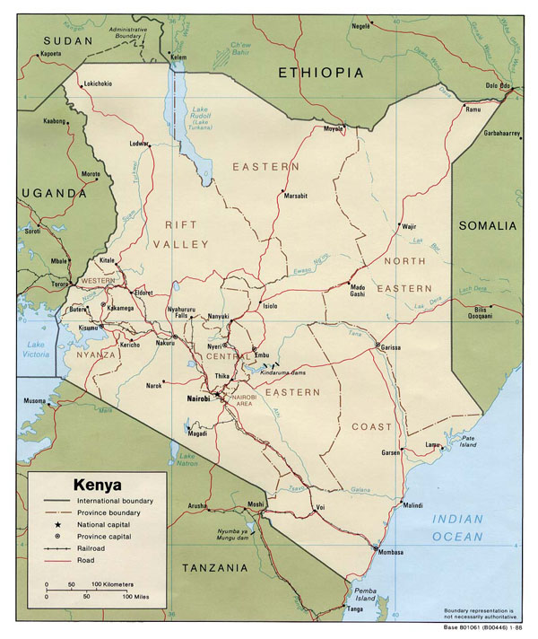 Detailed political and administrative map of Kenya.