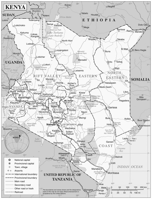 Full political map of Kenya. Kenya full political map.