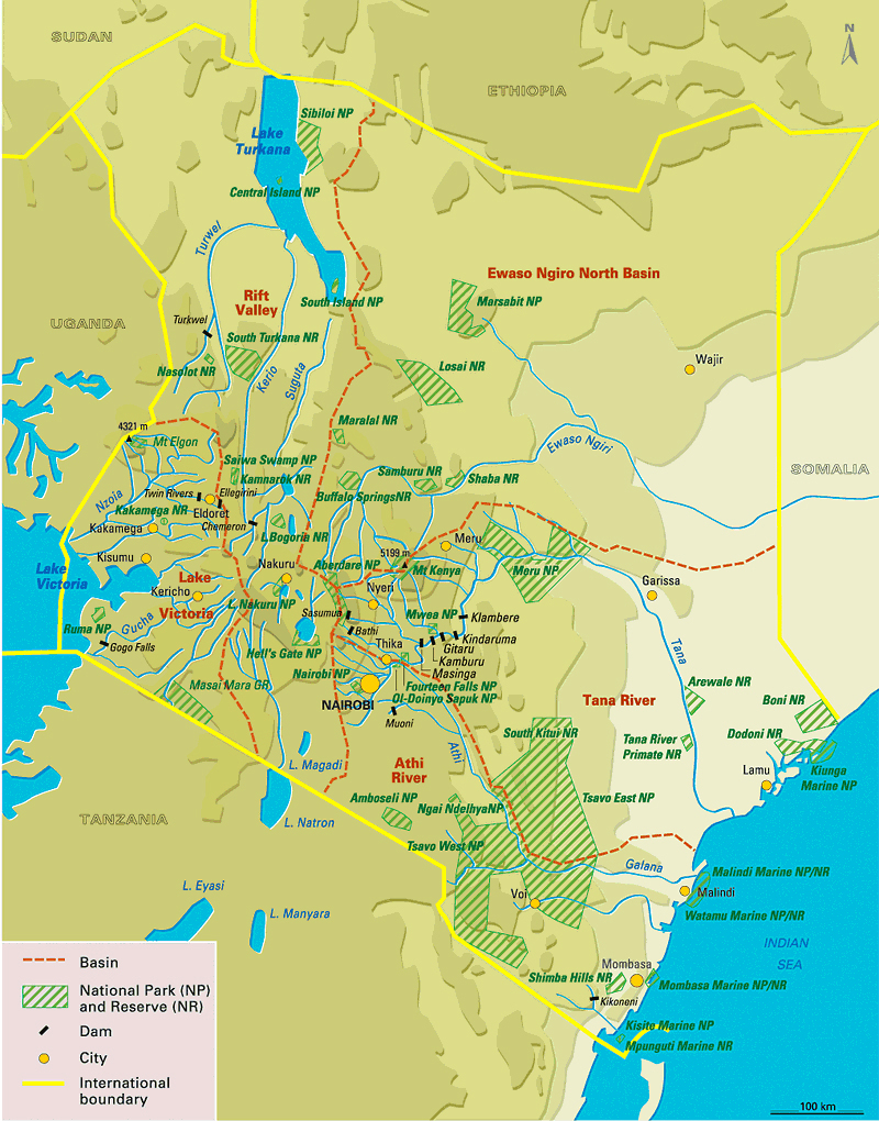 Large Detailed National Parks Map Of Kenya 