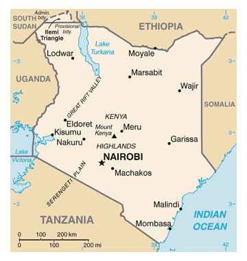 Map of Kenya. Kenya map.