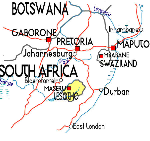 Political map of Lesotho. Lesotho political map.