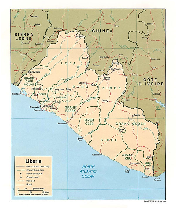 Detailed political and administrative map of Liberia. Liberia detailed political and administrative map. Detailed political and administrative map of Liberia.