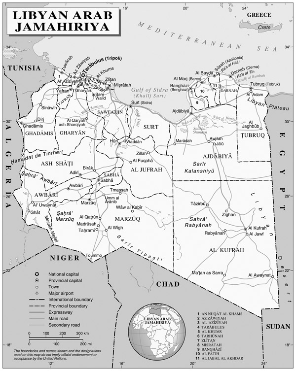 Full political map of Libya. Libya full political map.
