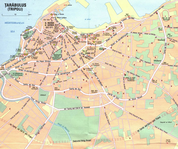 Large detailed road map of Tripoli. Tripoli large detailed road map.