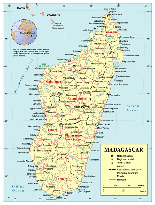 Full political map of Madagascar. Madagascar full political map.