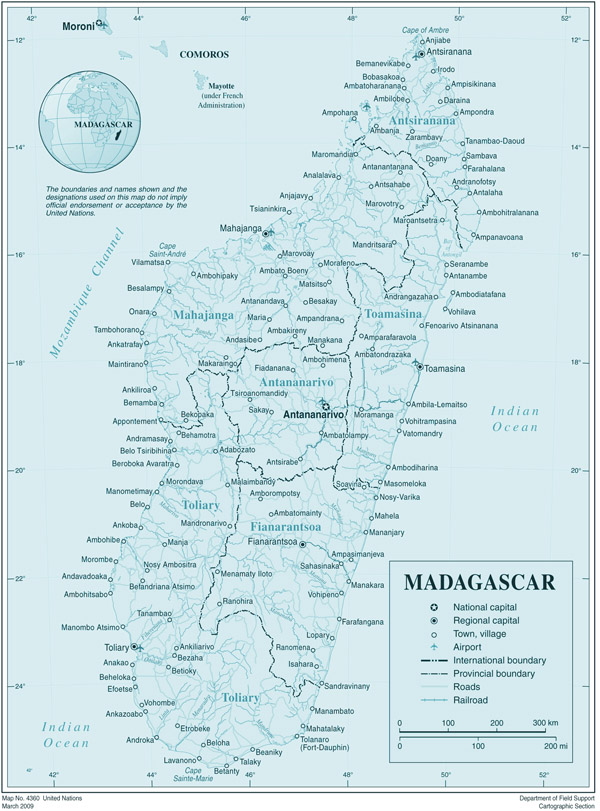 Large detailed administrative map of Madagascar.