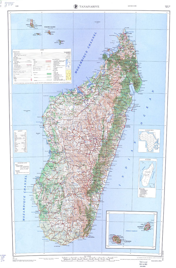 Large Detailed Topographical Map Of Madagascar With All Roads Cities