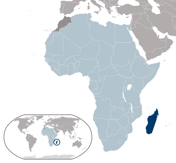 Madagascar location map. Location map of Madagascar.