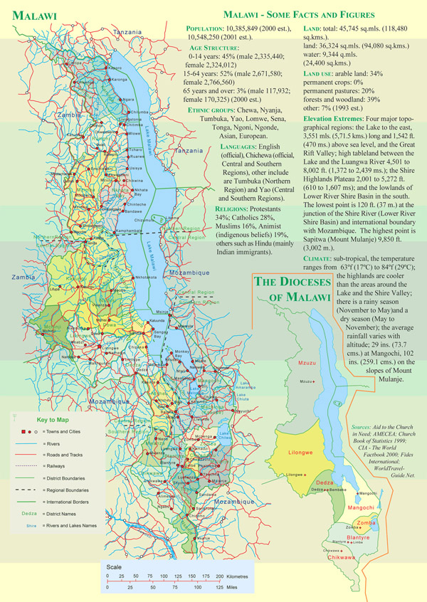 Malawi Catholic Dioceses detailed map. Detailed map Malawi Catholic Dioceses.