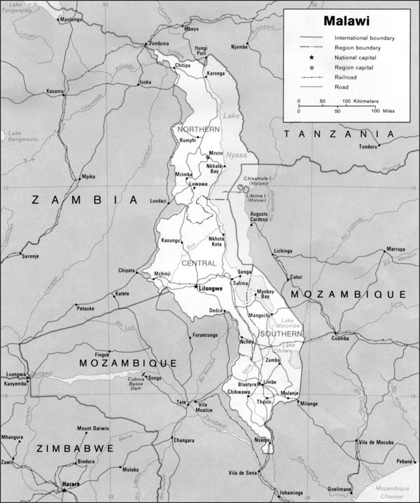 Detailed political map of Malawi. Malawi detailed political and administrative map.