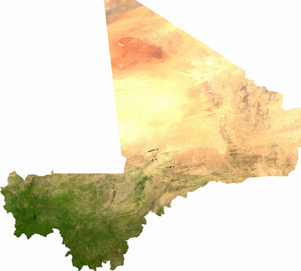 Large detailed satellite map of Mali. Mali large detailed satellite map.