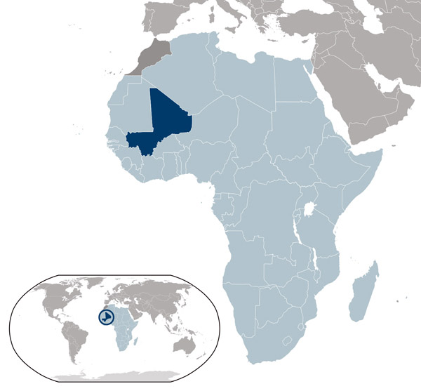 Mali detailed location map. Detailed location map of Mali.