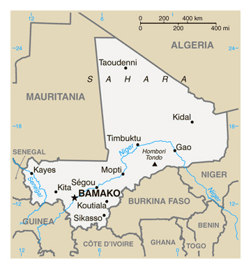 Map of Mali. Mali map.