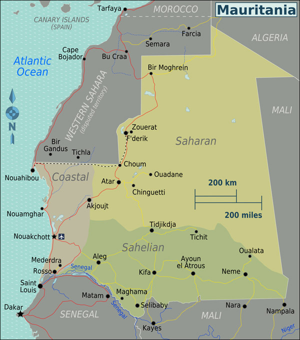 Full political map of Mauritania. Mauritania full political map.