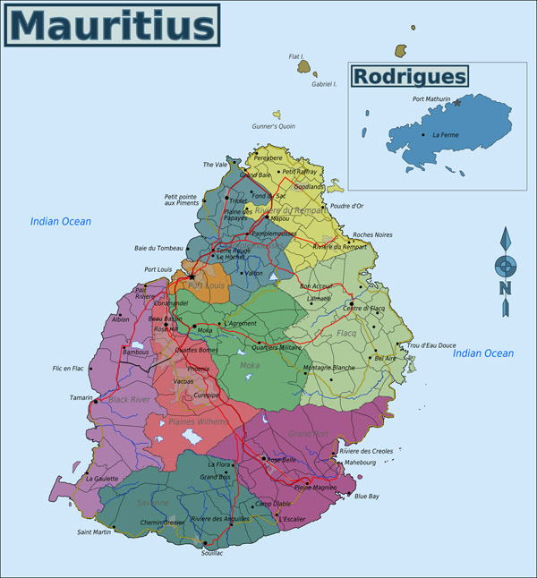 Full political map of Mauritius. Mauritius full political map.