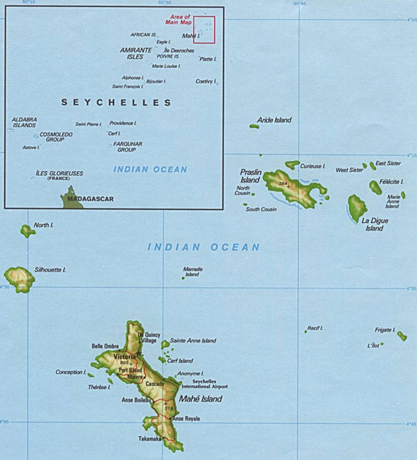 Detailed relief and political map of Mayotte Island.
