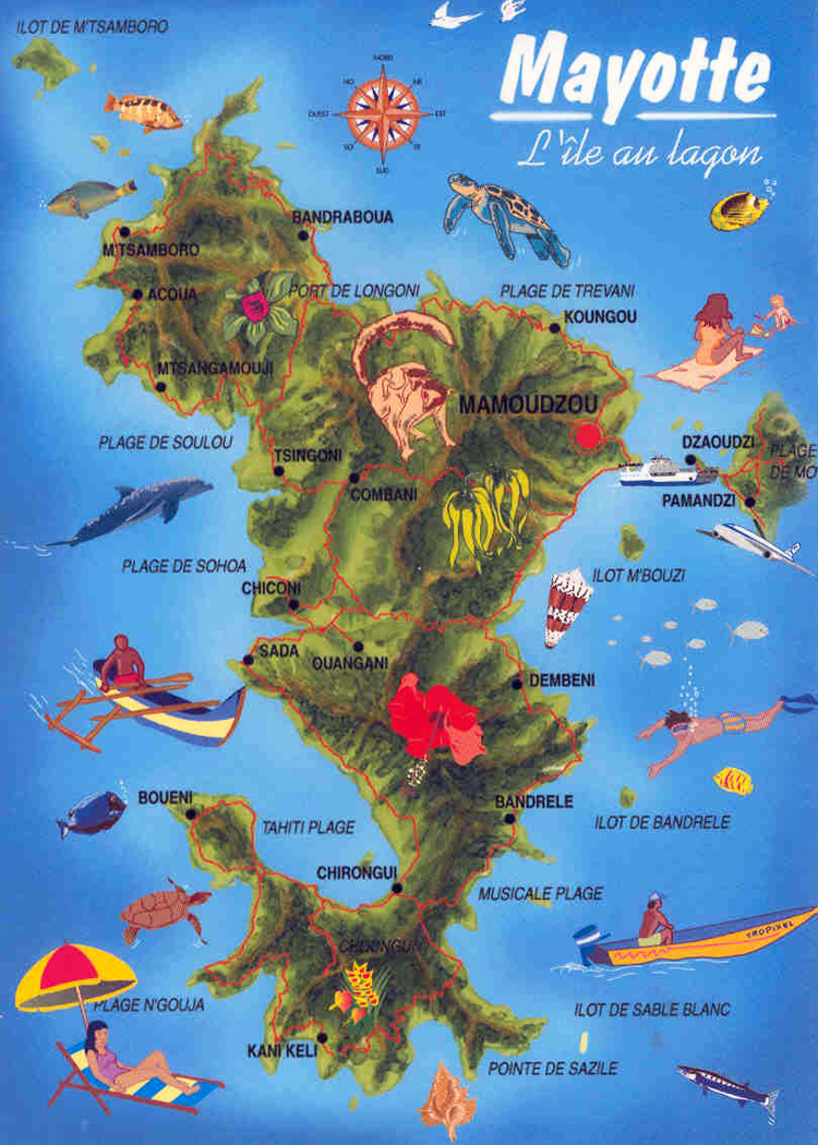 Detailed travel map of Mayotte Island. Mayotte Island detailed travel map.