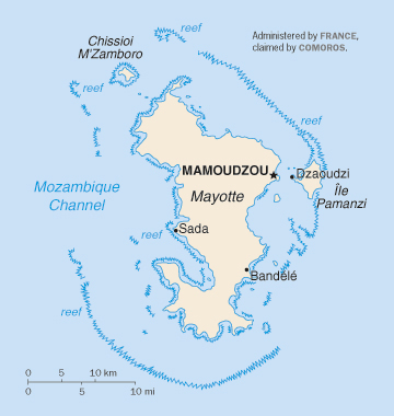 Map of Mayotte Island. Mayotte Island map.