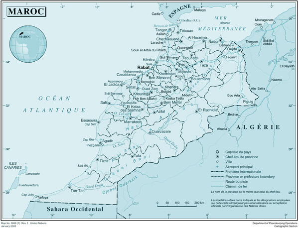 Detailed political and administrative map of Morocco.