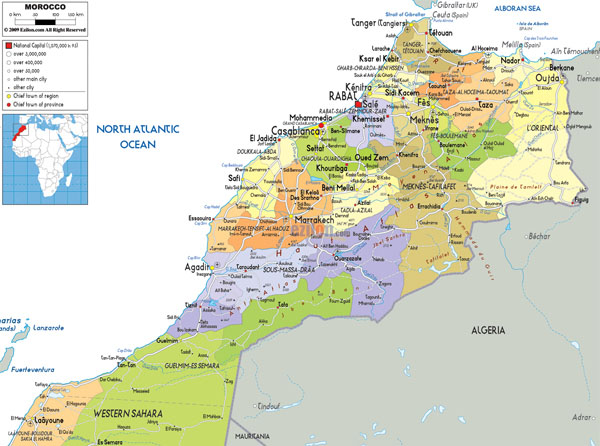 Full political map of Morocco. Morocco full political map.