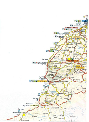 Large detailed road map of Morocco.