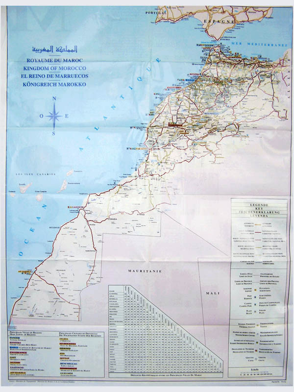 Large road map of Morocco. Morocco large road map.