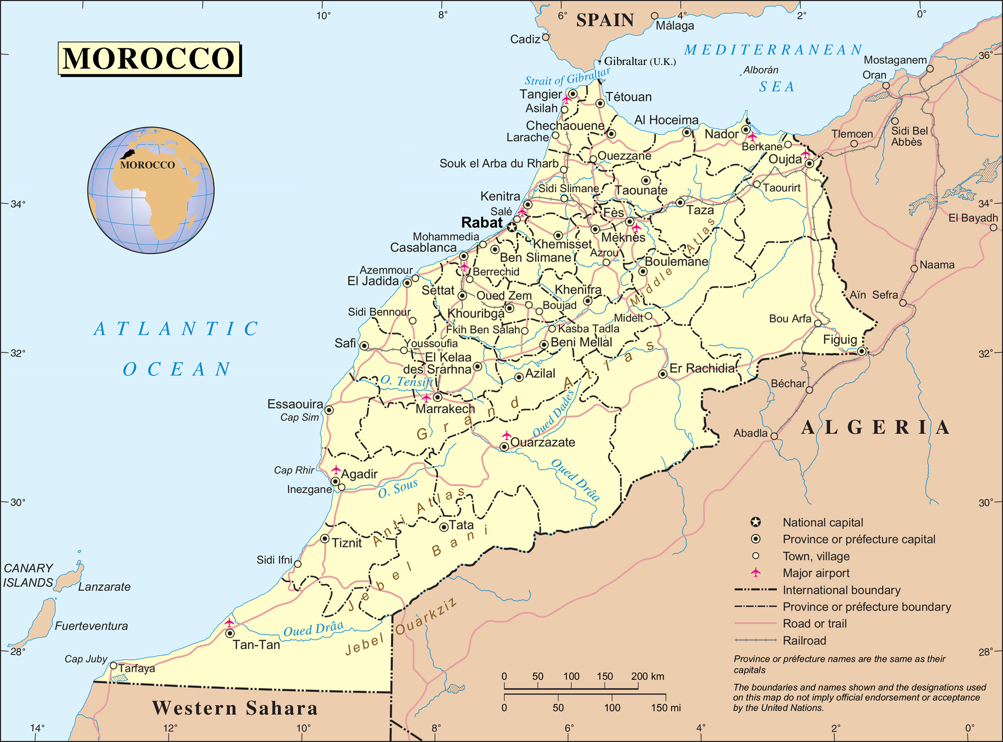 Political And Administrative Map Of Morocco Morocco Political And Administrative Map Vidiani Com Maps Of All Countries In One Place