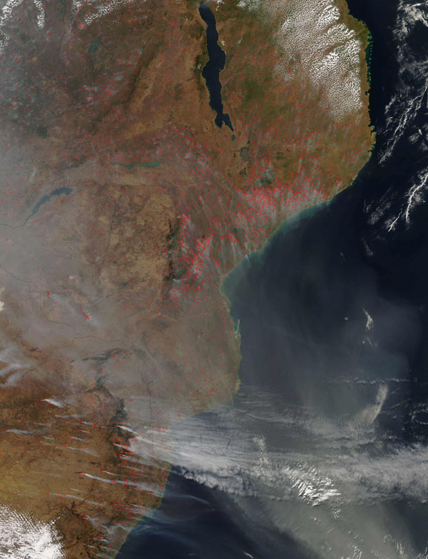 Detailed satellite map of Mozambique. Mozambique detailed satellite map.