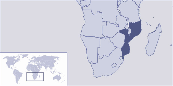 Mozambique detailed location map. Detailed location map of Mozambique.