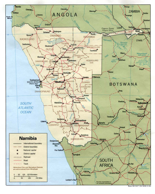 Detailed political and administrative map of Namibia.