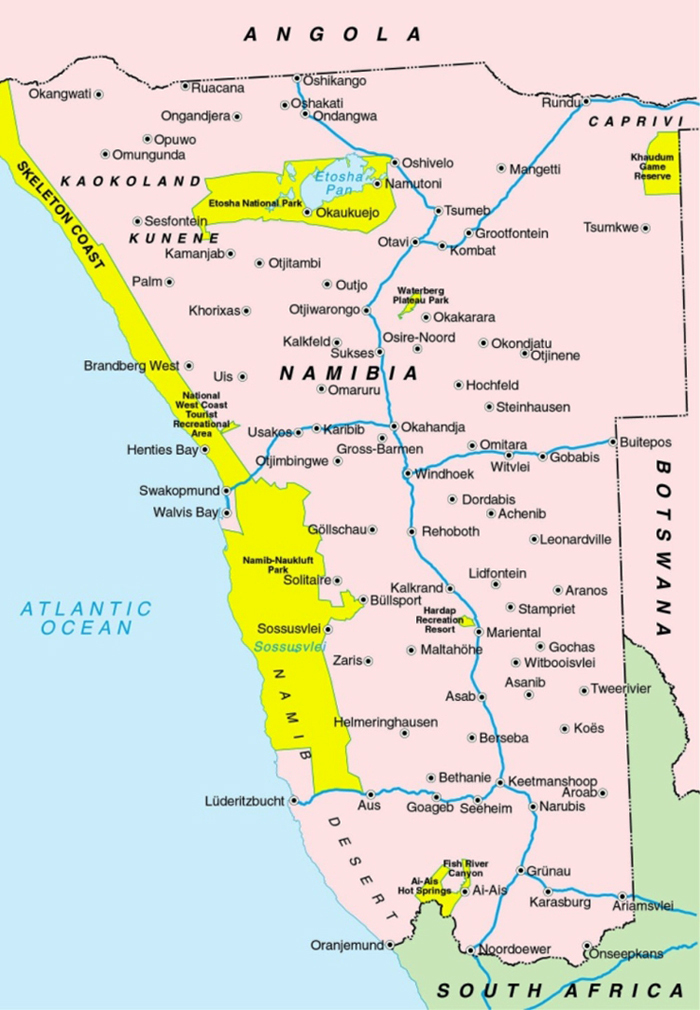 Detailed Political Map Of Namibia With Cities Namibia Detailed Detailed Political Map Of Namibia With Cities Namibia Detailed