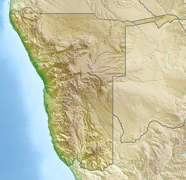Large detailed relief map of Namibia. Namibia large detailed relief map.