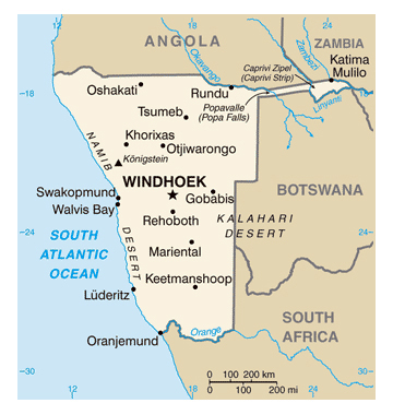 Map of Namibia. Namibia map.