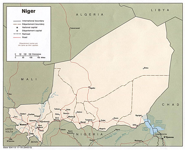 Detailed administrative map of Niger. Niger detailed administrative map.