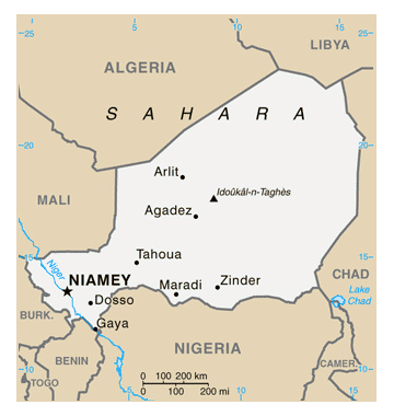 Map of Niger. Niger map.